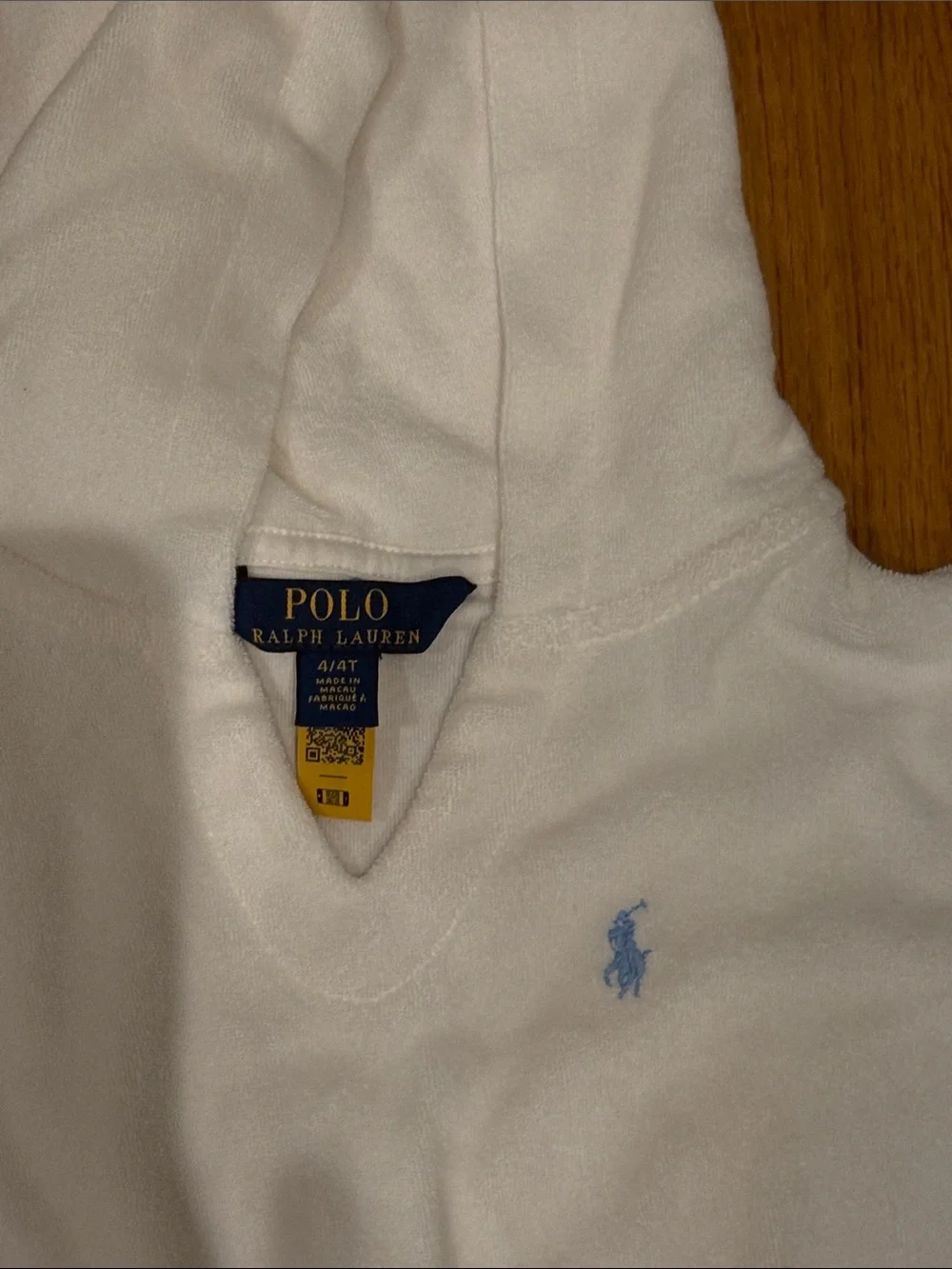 Ralph Lauren White Hooded Kids Terry swim coverup Dress